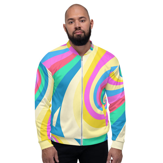 Unisex Bomber Jacket with Pastel Swirl Print