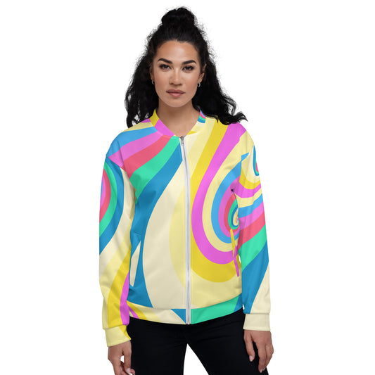 Unisex Bomber Jacket with Pastel Swirl Print