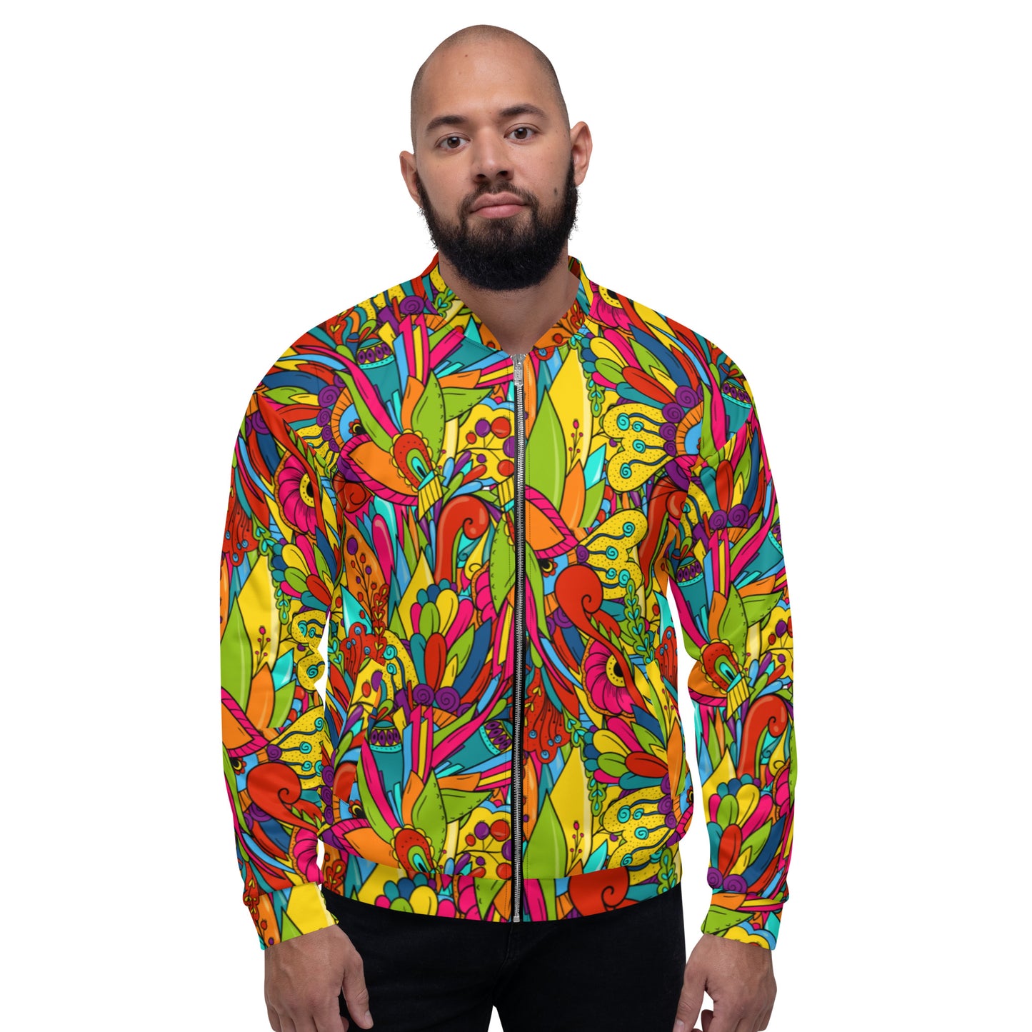 Unisex Bomber Jacket with Hippie Paisley Print