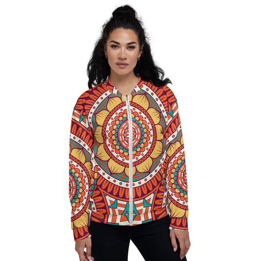 Unisex Bomber Jacket with Golden Mandala Print