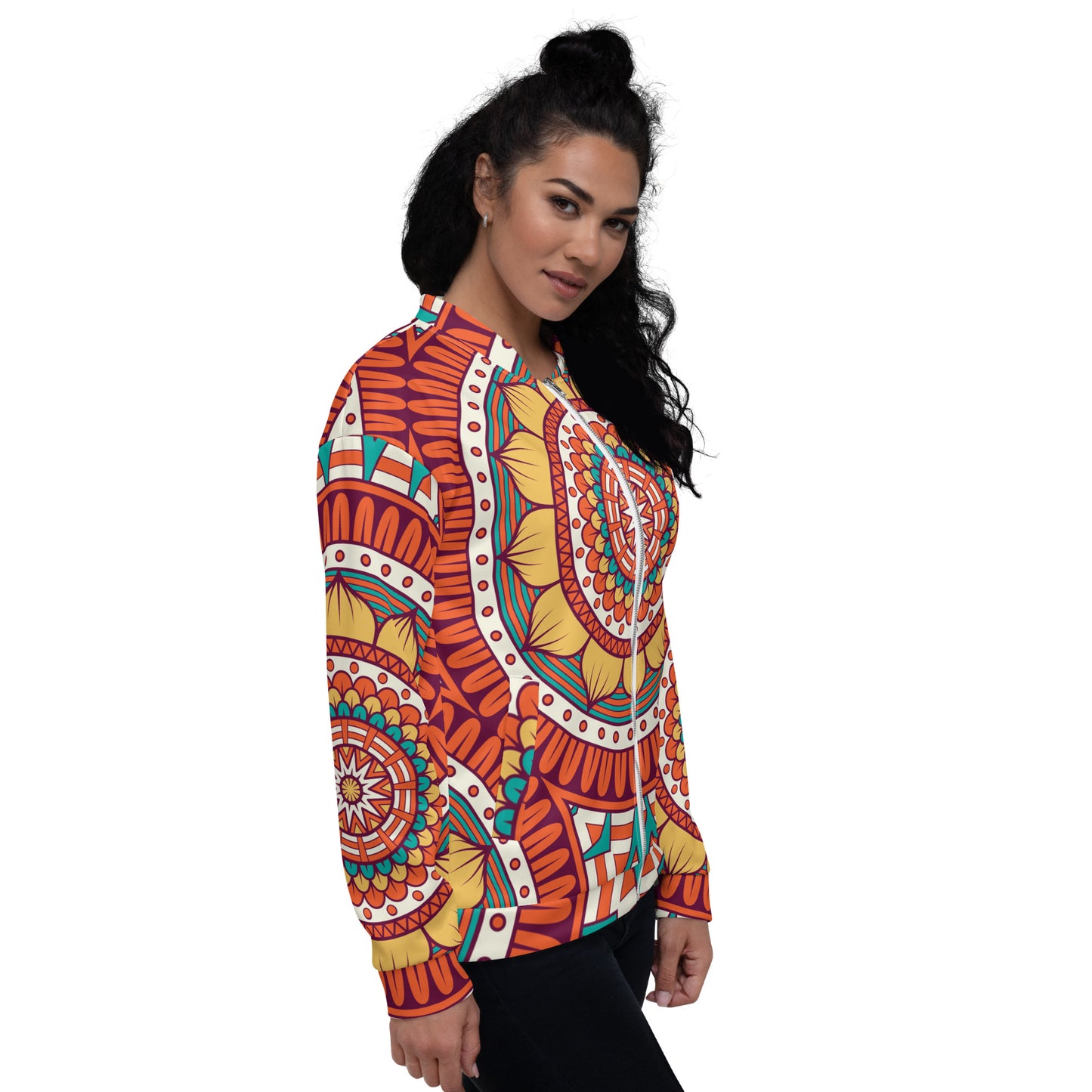 Unisex Bomber Jacket with Golden Mandala Print