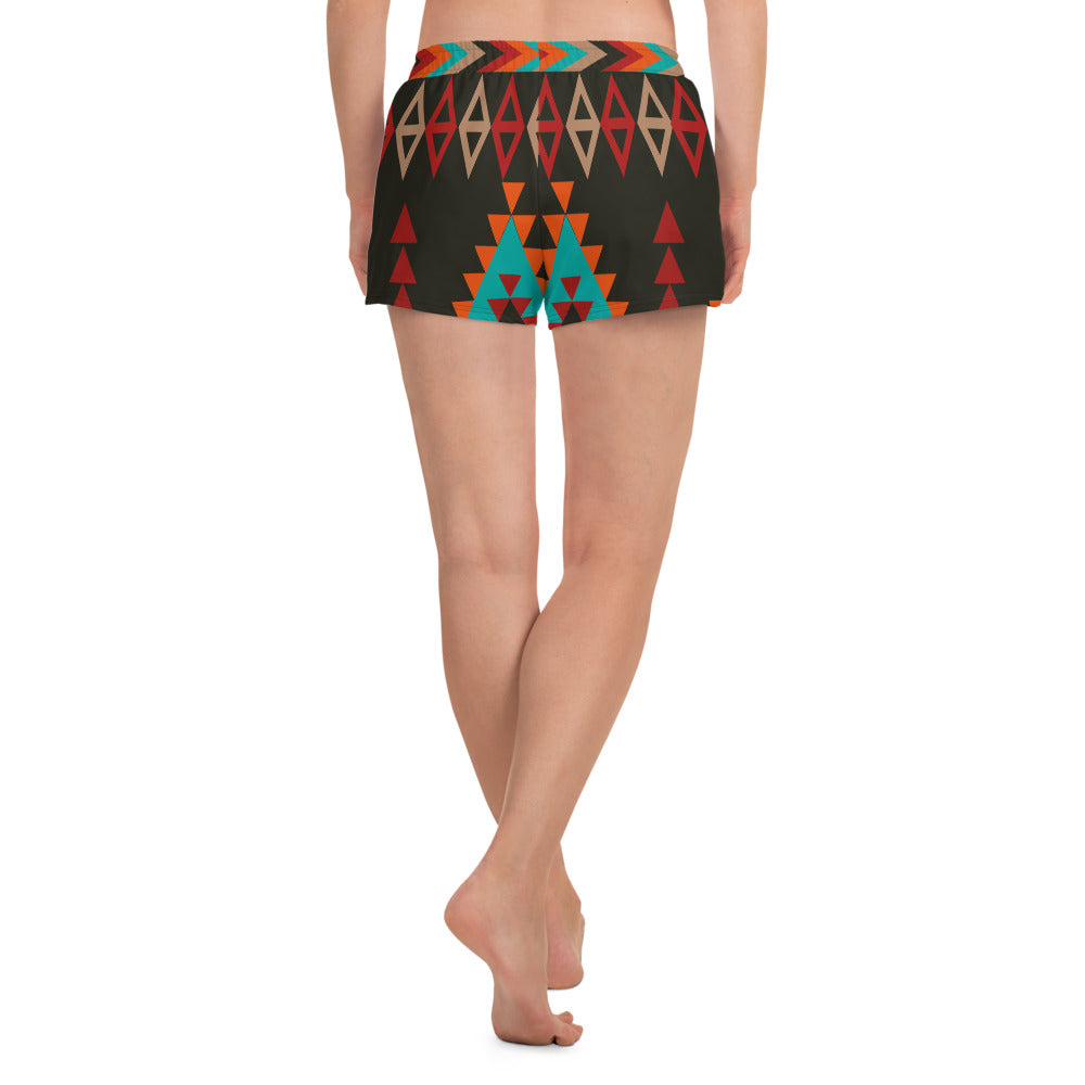 Women's Athletic Short Shorts with Mayan Print