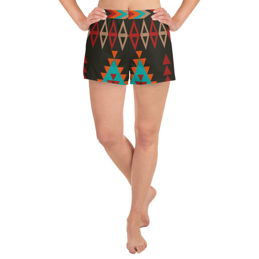 Women's Athletic Short Shorts with Mayan Print