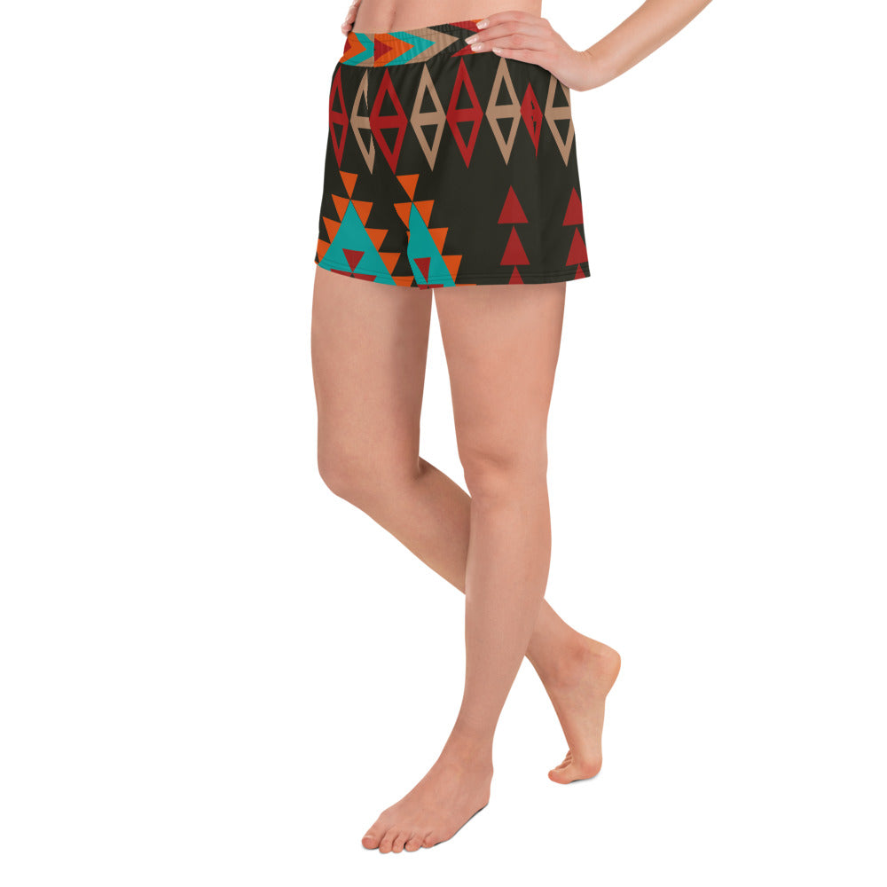 Women's Athletic Short Shorts with Mayan Print