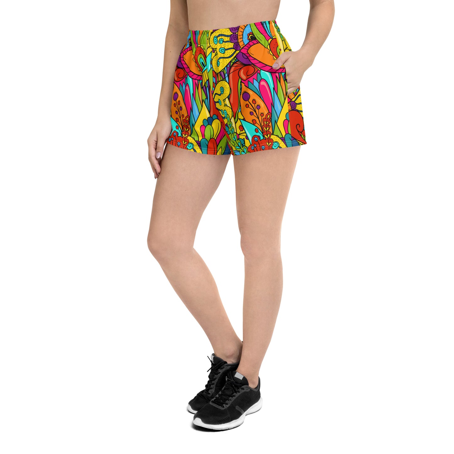 Women's Athletic Short Shorts with Hippie Paisley Print