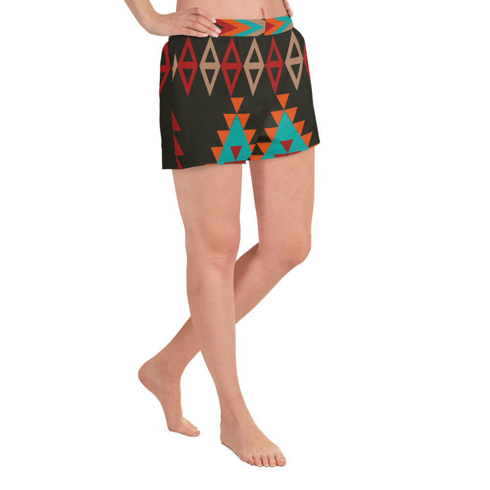 Women's Athletic Short Shorts with Mayan Print