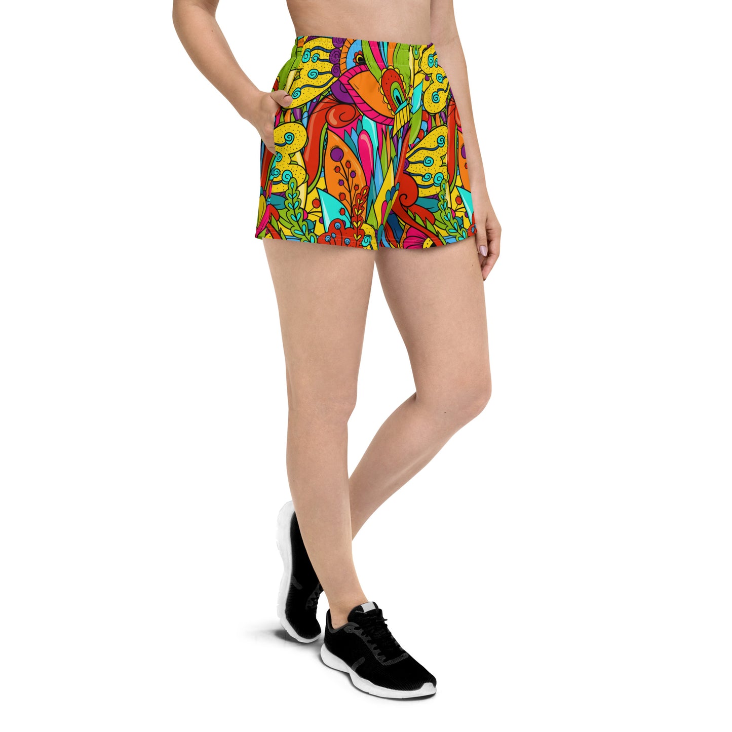 Women's Athletic Short Shorts with Hippie Paisley Print