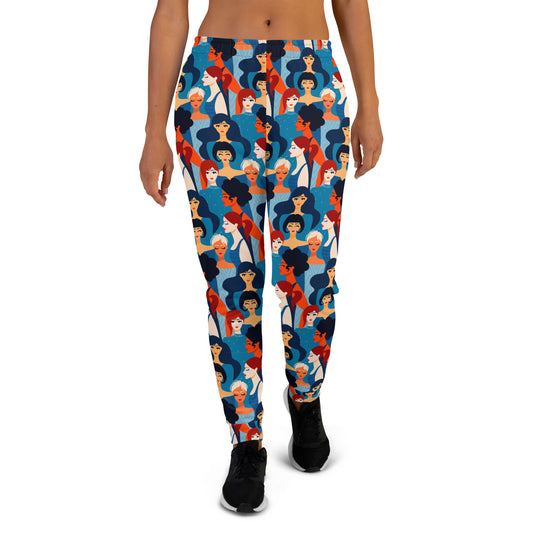 Women's Joggers  with Blue Ladies Print