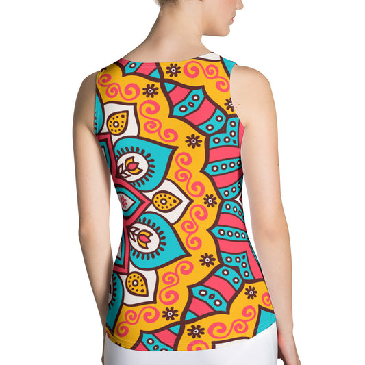 Sublimation Cut & Sew Tank Top with Turquoise Mandala Print