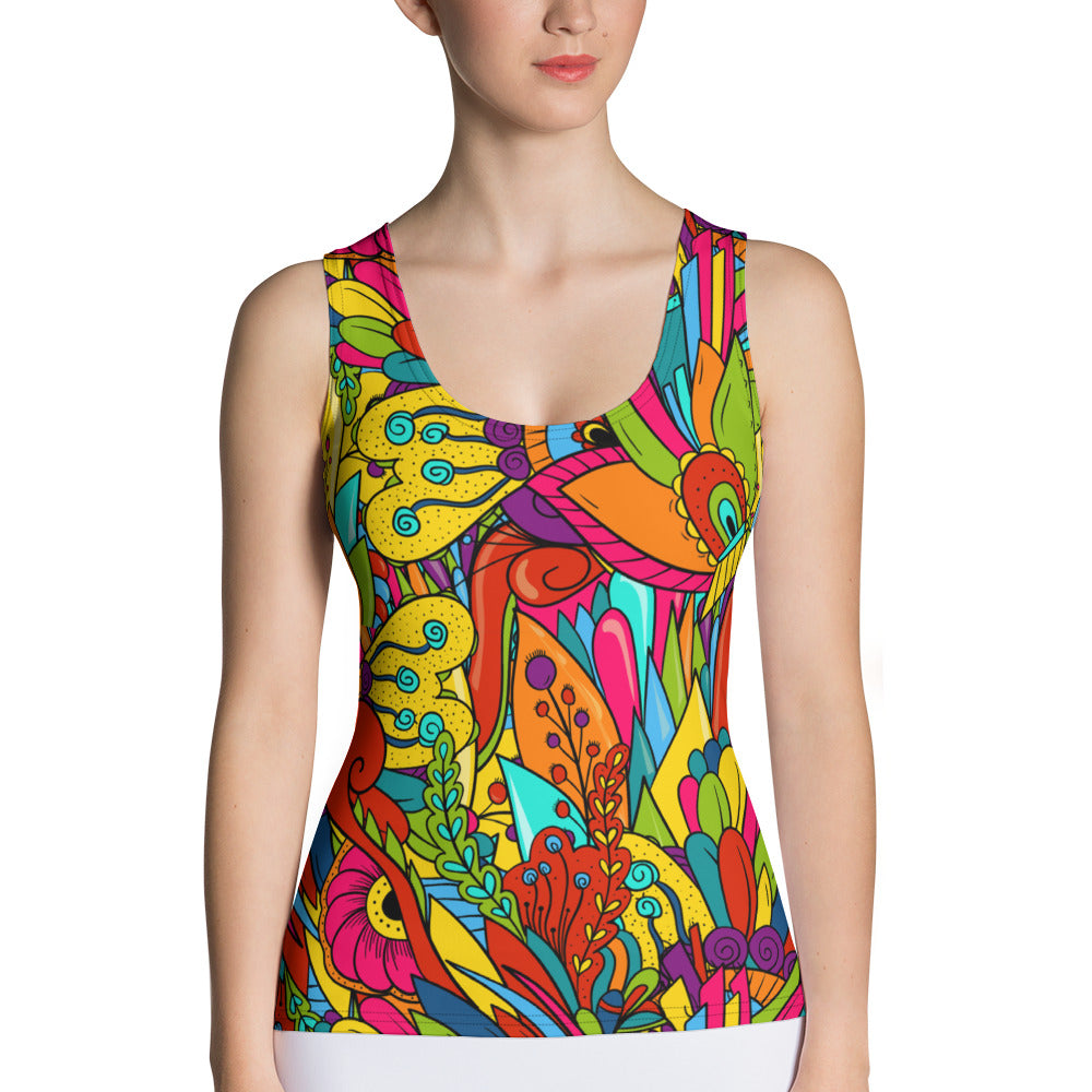 Cut & Sew Tank Top with Hippie Paisley Print