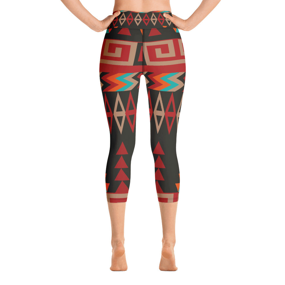 Yoga Capri Leggings with Mayan Print