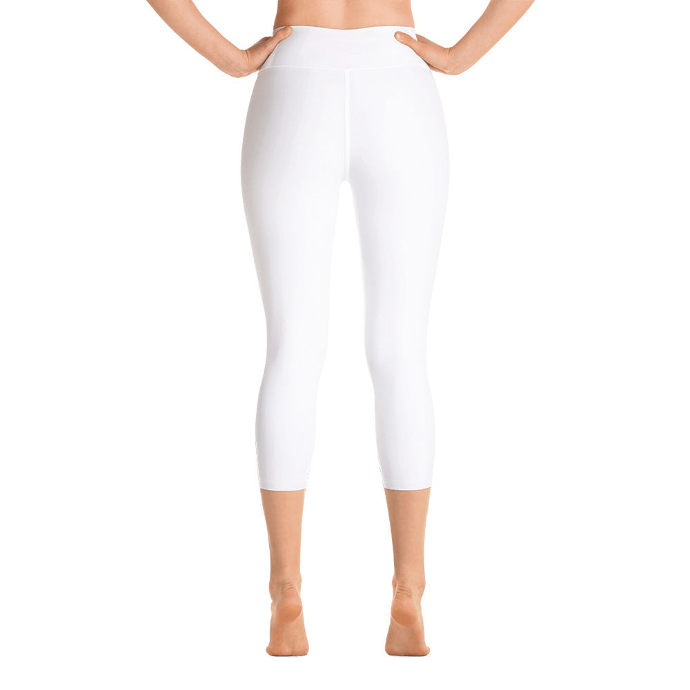 White Yoga Capri Leggings for Psychedelic Daisy Collection