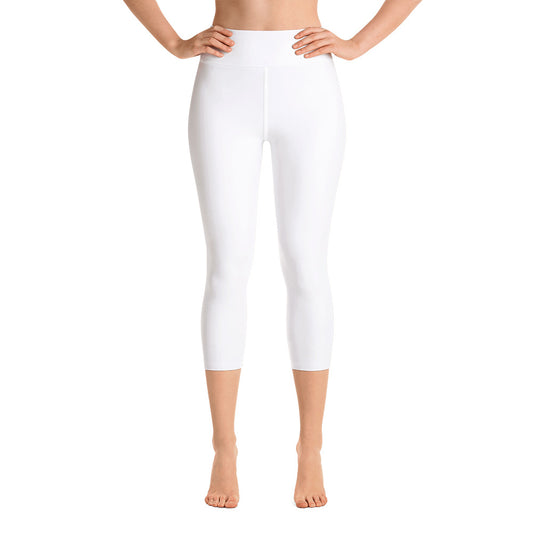 White Yoga Capri Leggings for Psychedelic Daisy Collection