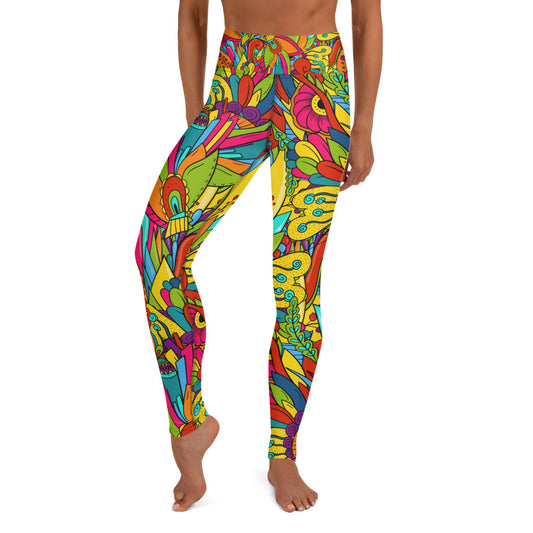 Yoga Leggings with Hippie Paisley Print