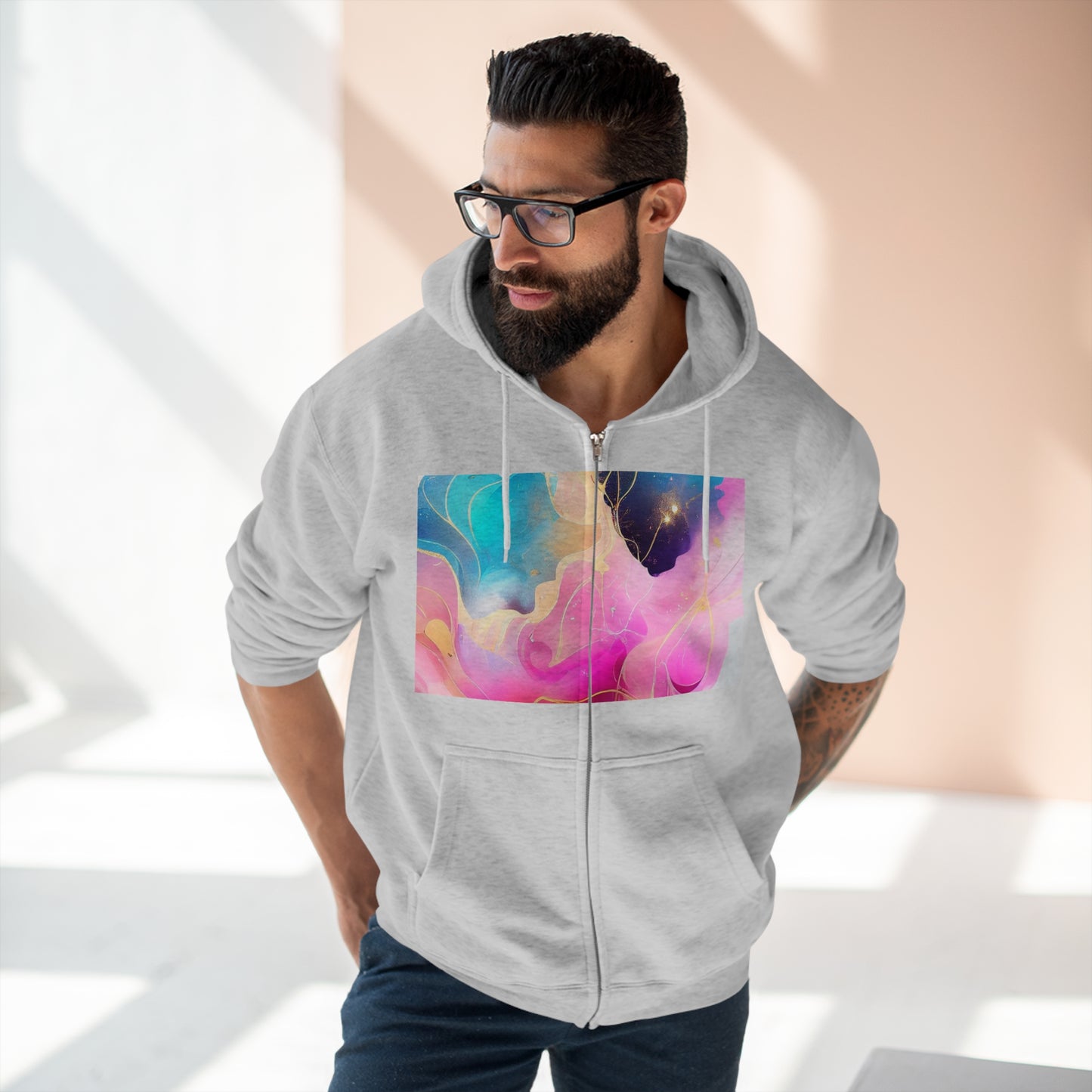 Soluvd Unisex Premium Full Zip Hoodie Alcohol Ink