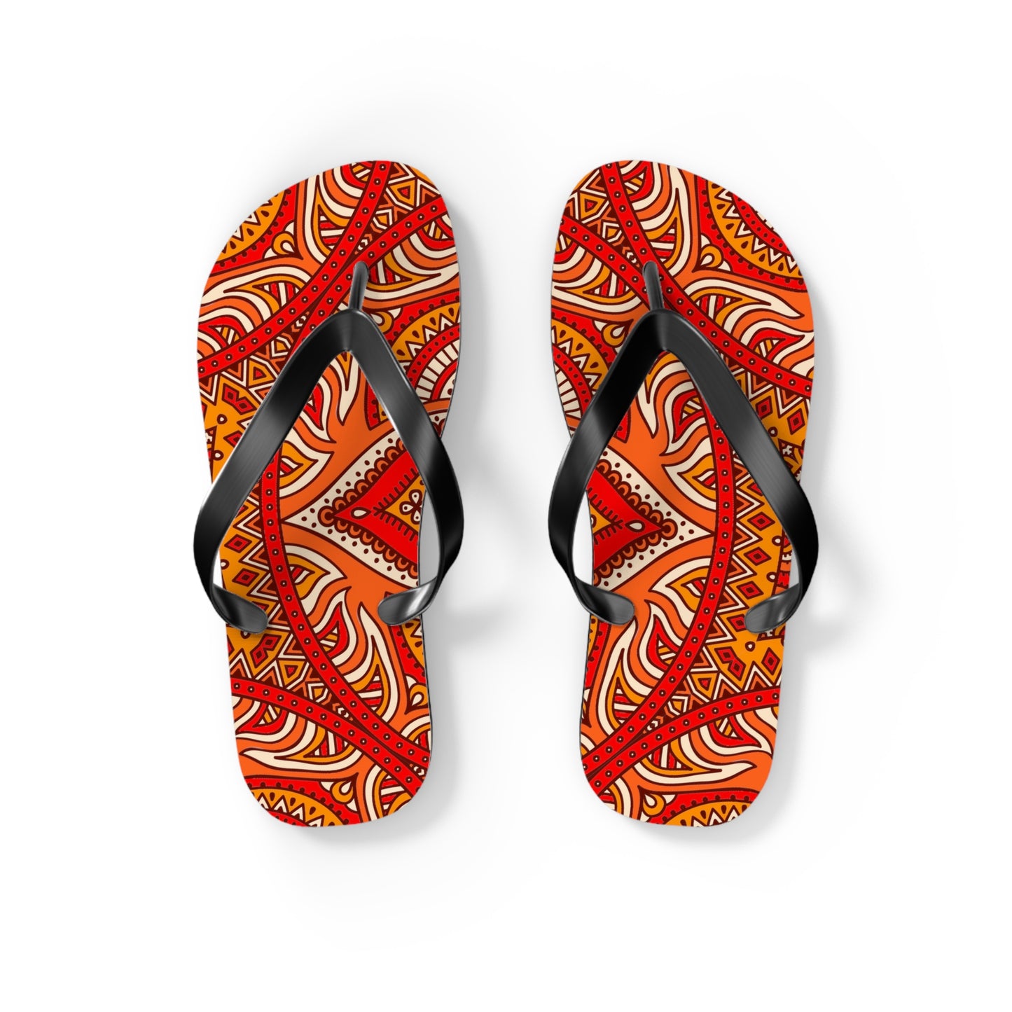 Soluvd Orange Mandala Flip Flops