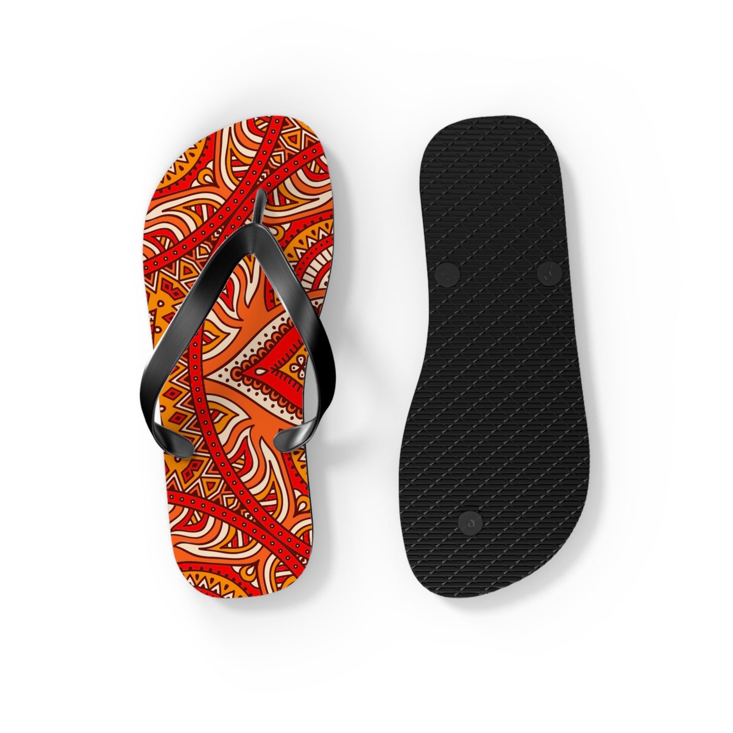 Soluvd Orange Mandala Flip Flops