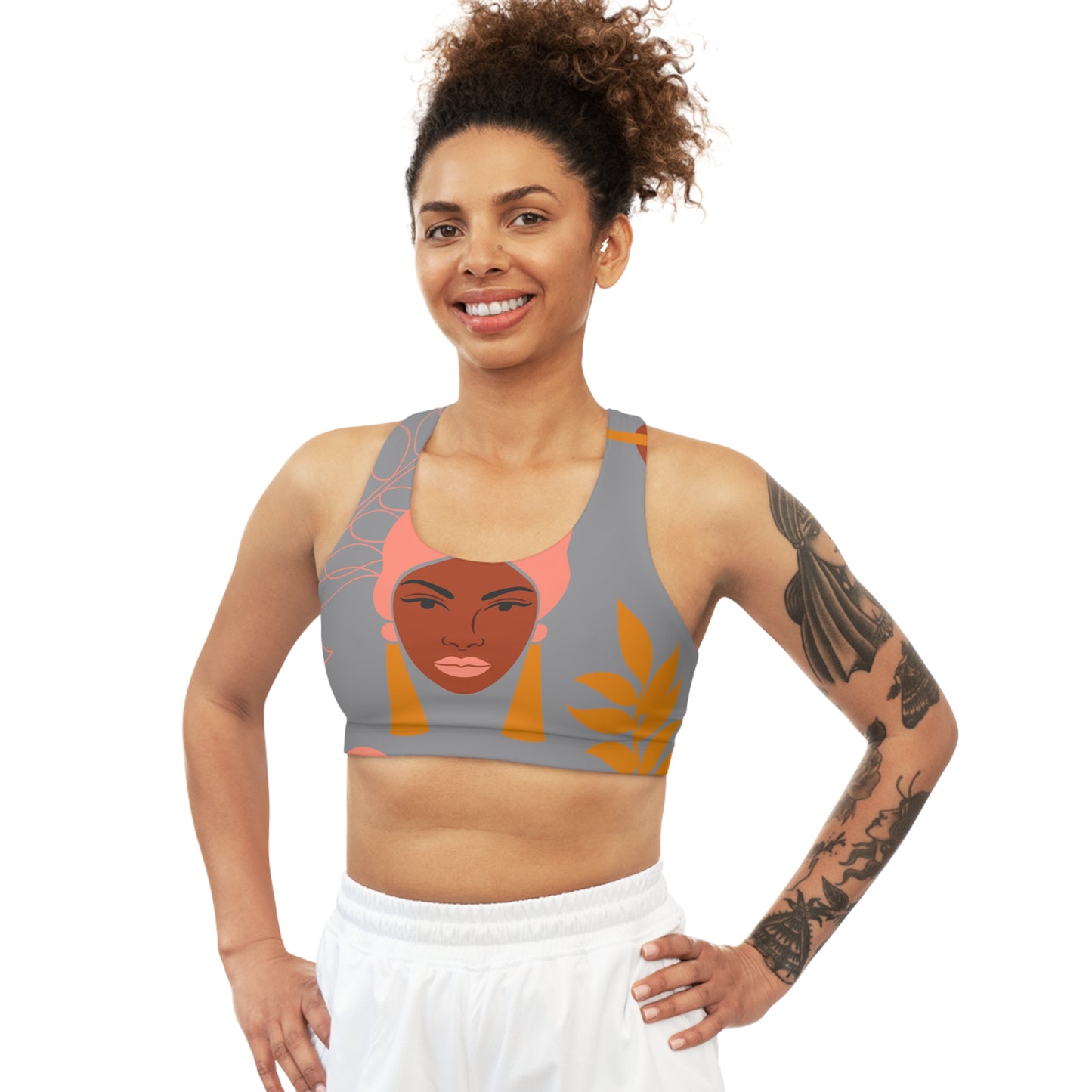 Soluvd Seamless Sports Bra (AOP) Hat Lady