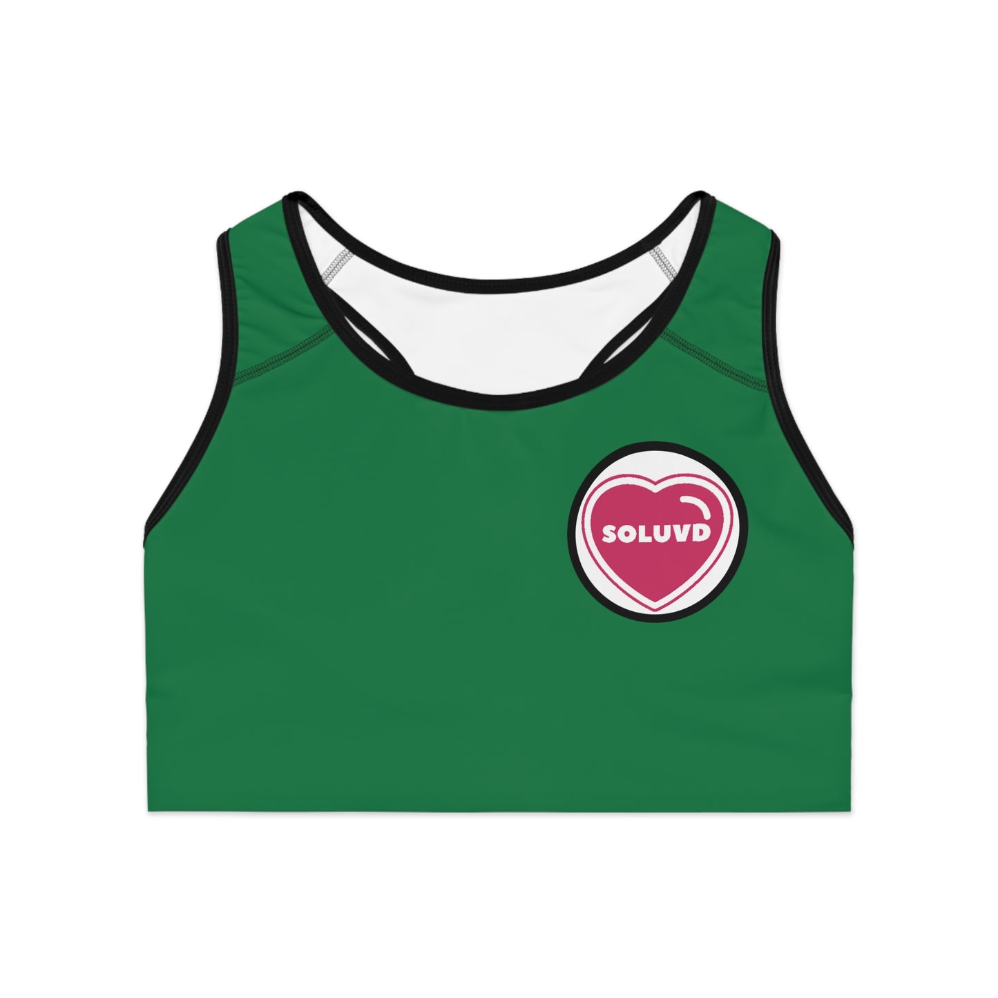 Soluvd Logo One Green Sports Bra (AOP)