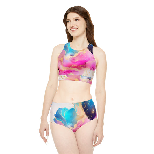 Soluvd Sporty Bikini Set (AOP) Alcohol Ink