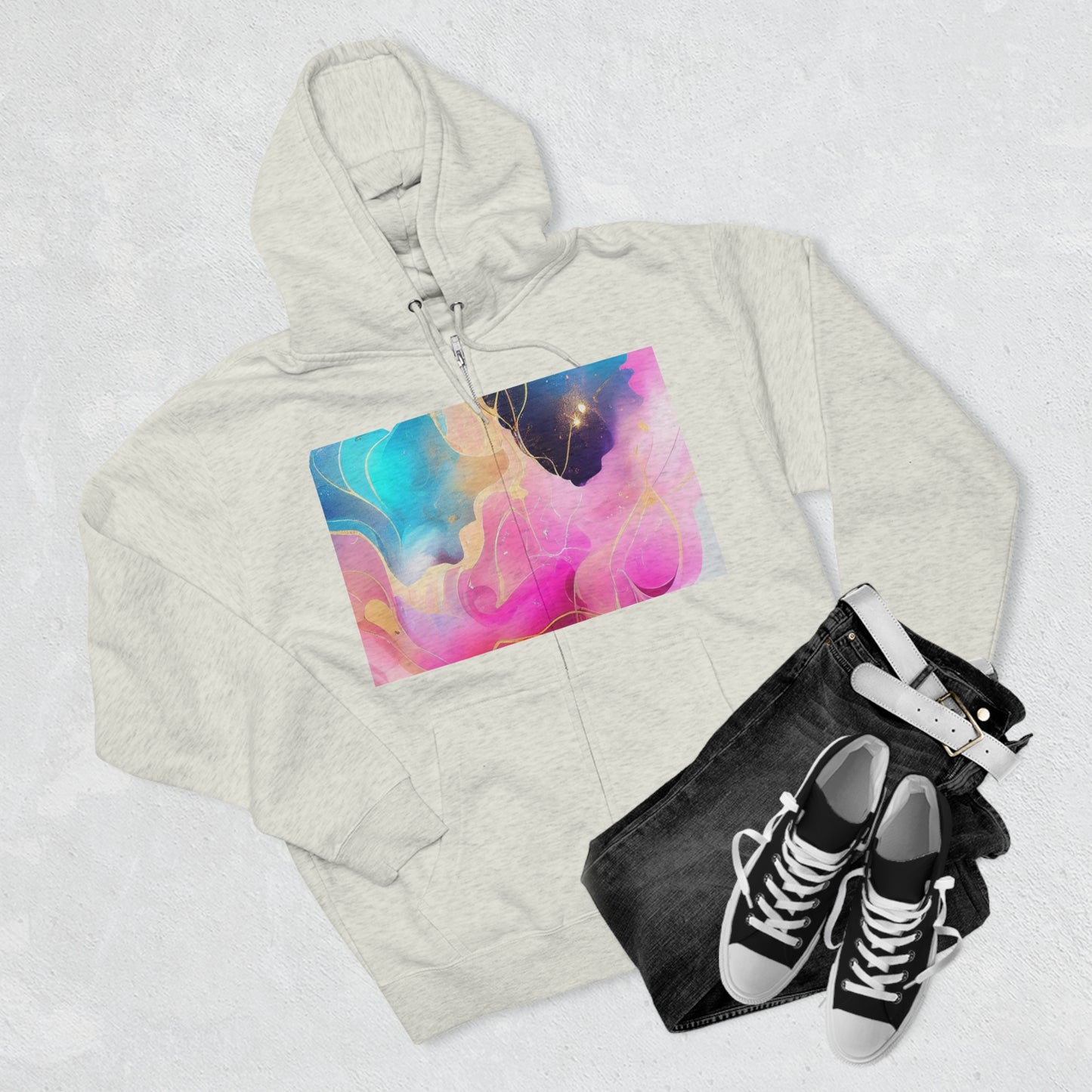 Soluvd Unisex Premium Full Zip Hoodie Alcohol Ink