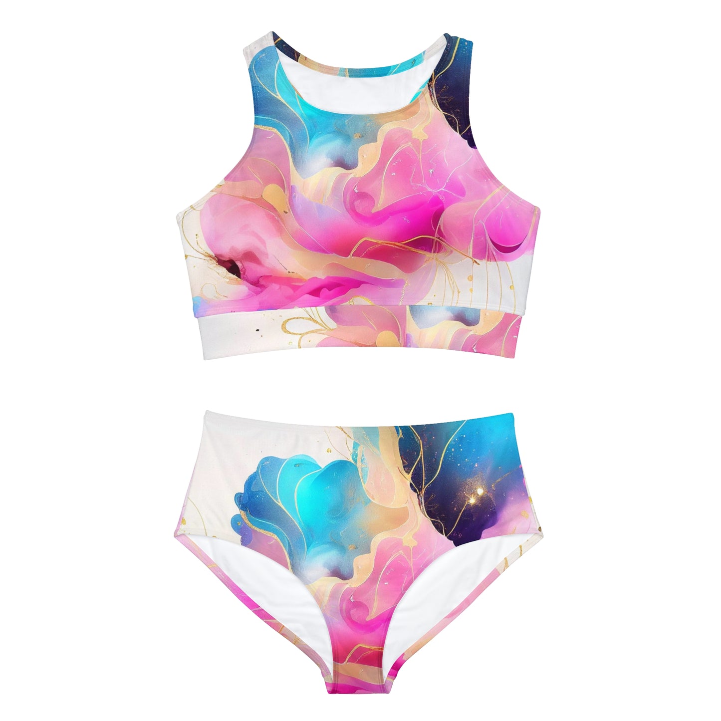 Soluvd Sporty Bikini Set (AOP) Alcohol Ink