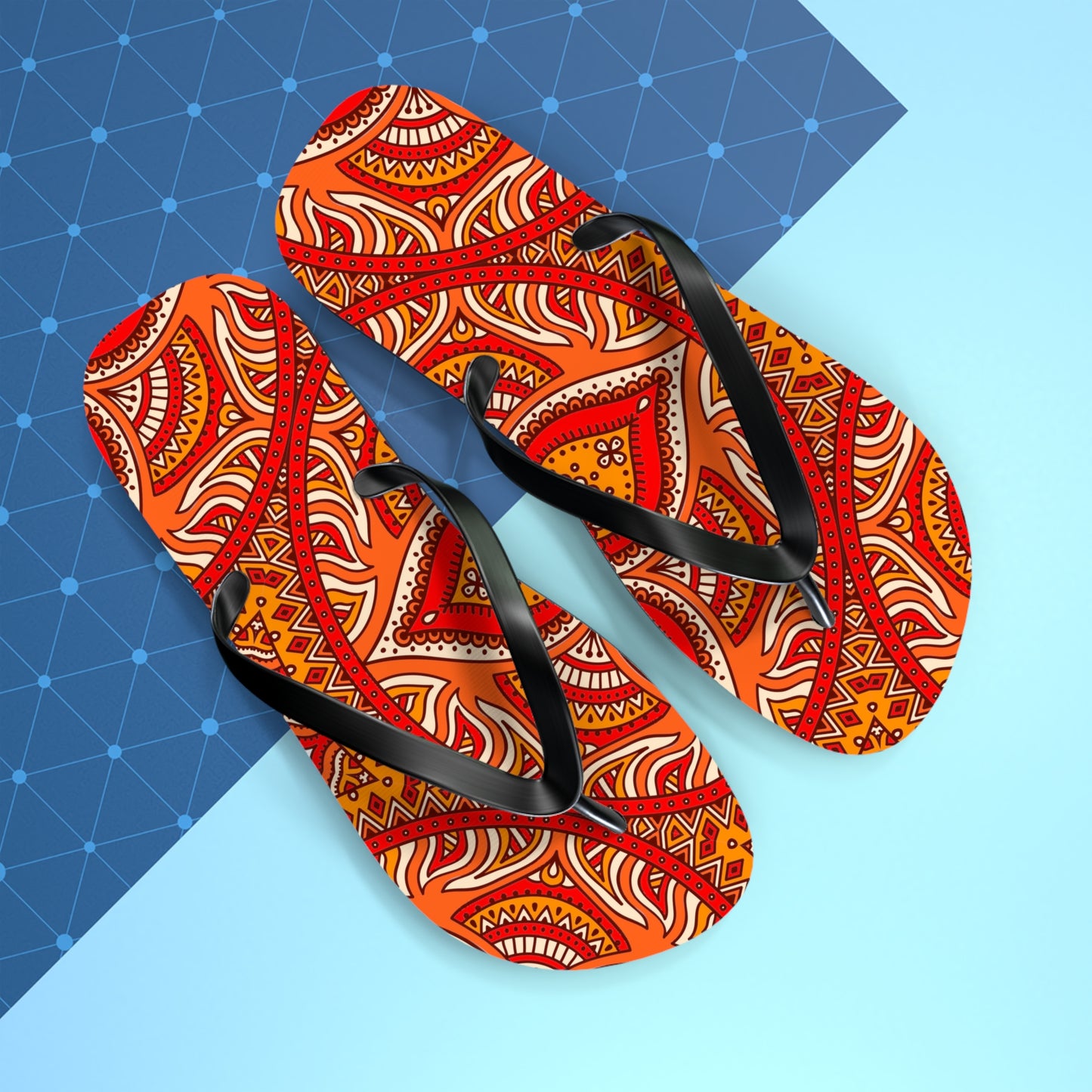 Soluvd Orange Mandala Flip Flops