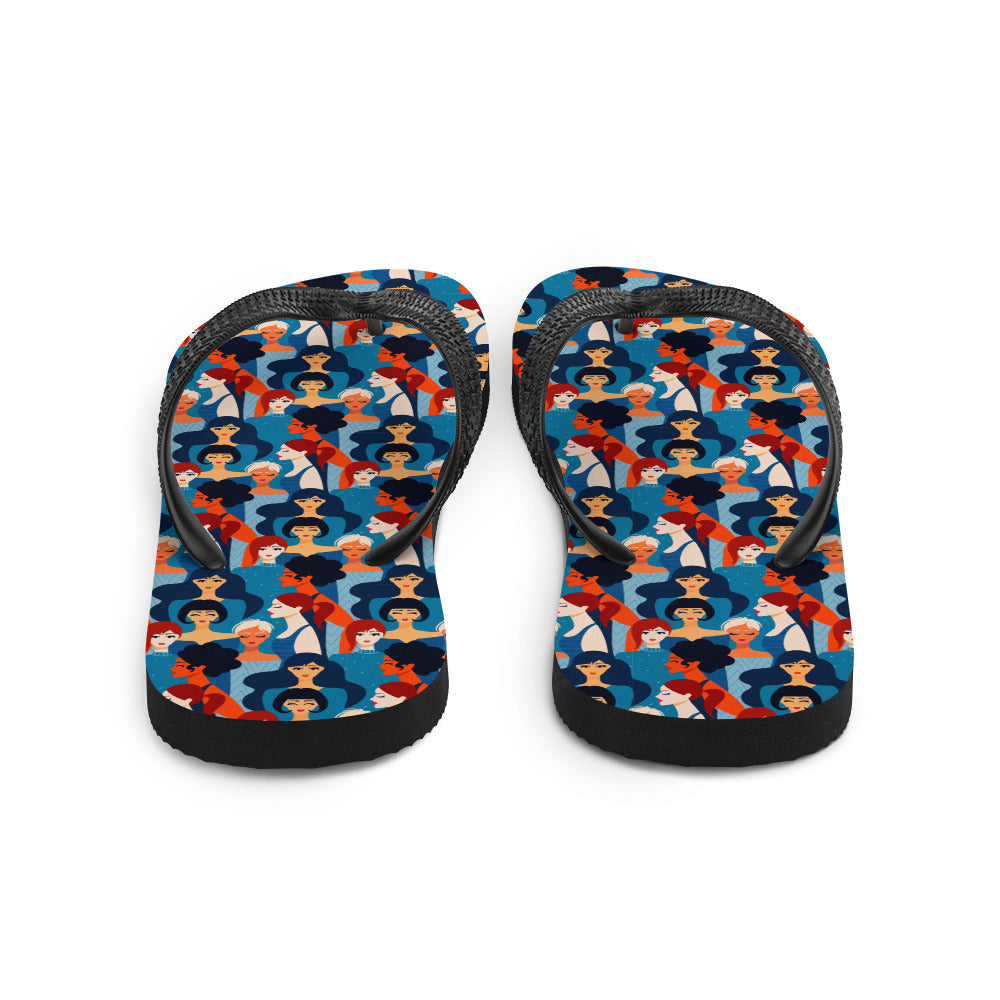 Flip-Flops  with Blue Ladies Print