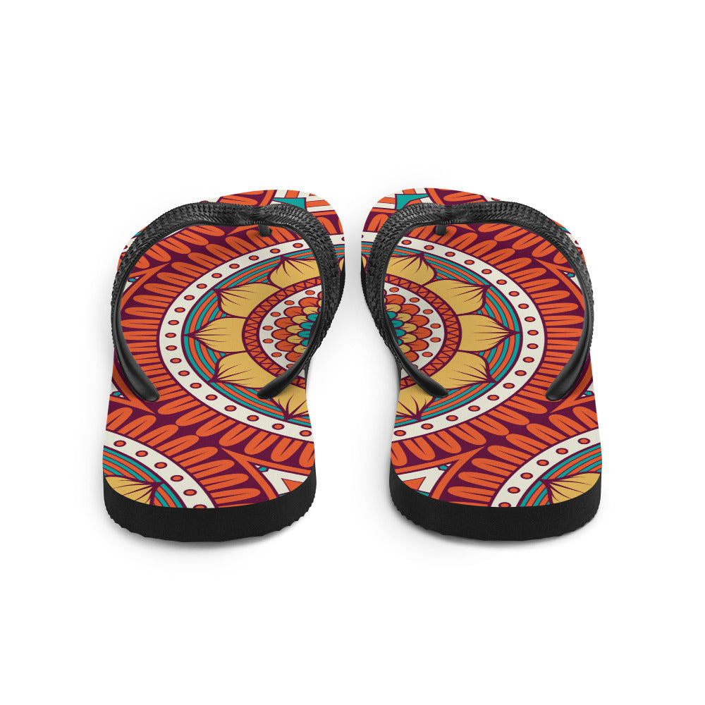 Flip-Flops with Golden Mandala Print