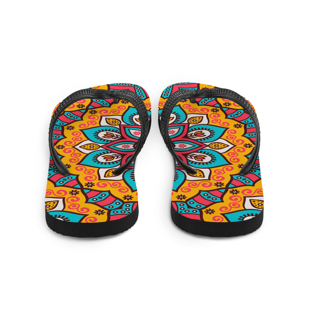 Flip-Flops with Turquoise Mandala Print