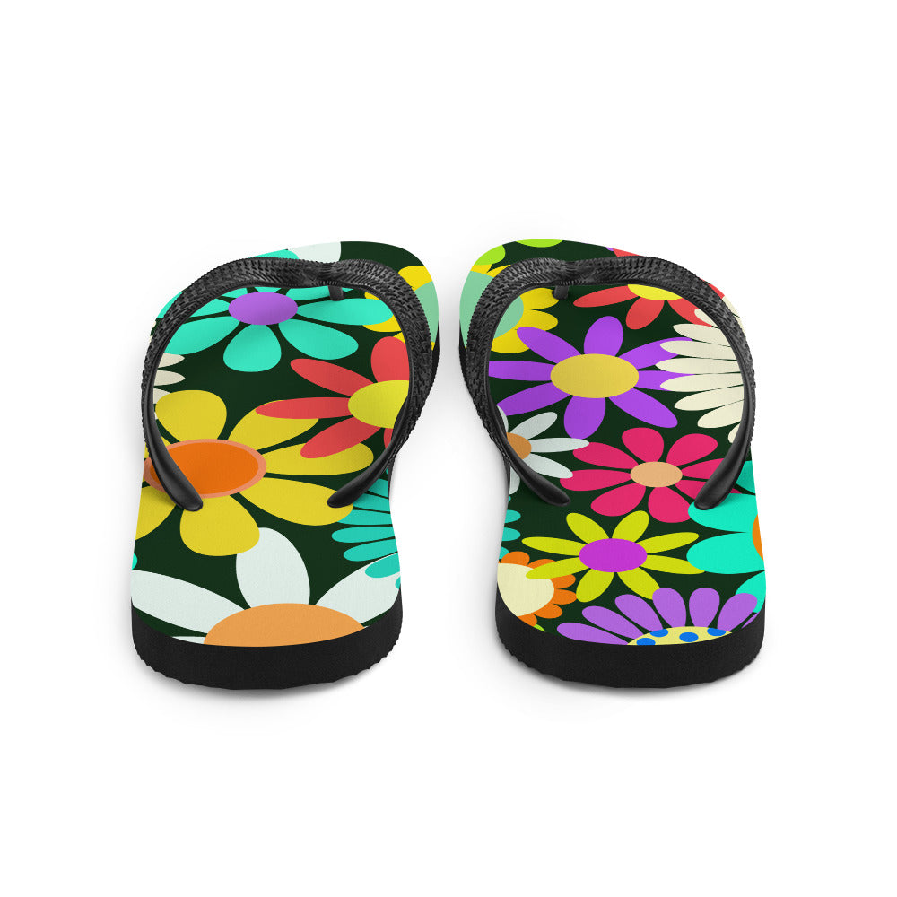 Flip-Flops with Psychedelic Daisy Print