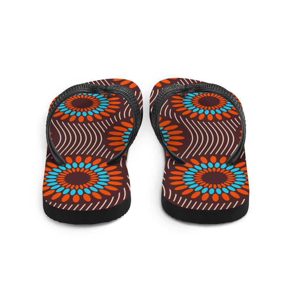 Flip Flops with Orange African Print