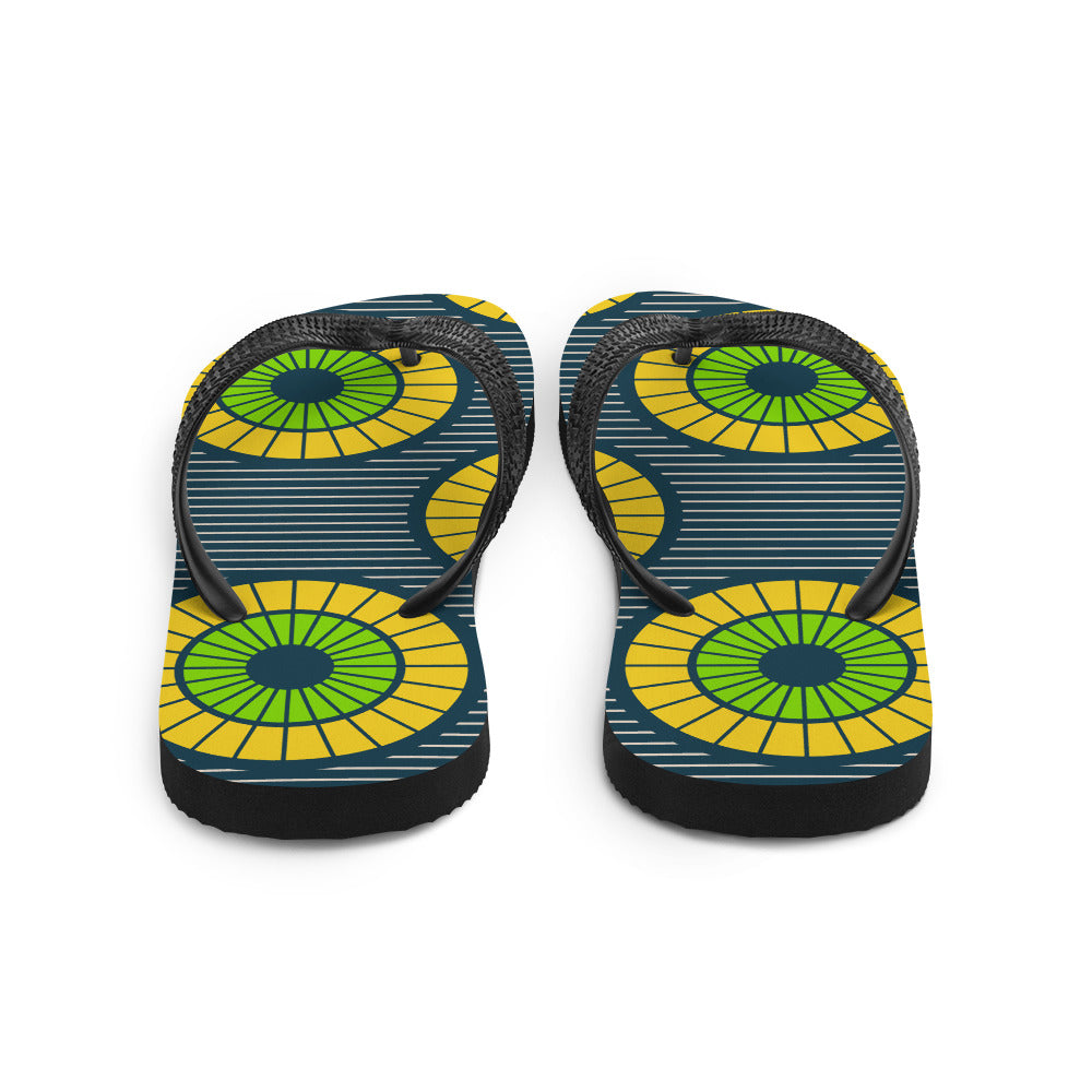 Flip-Flops with Green African Print