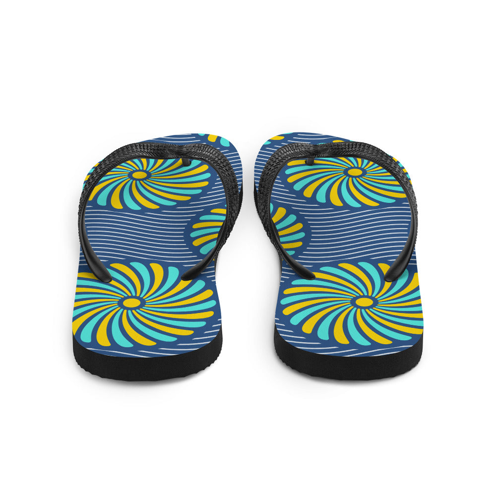 Flip-Flops with Blue African Print