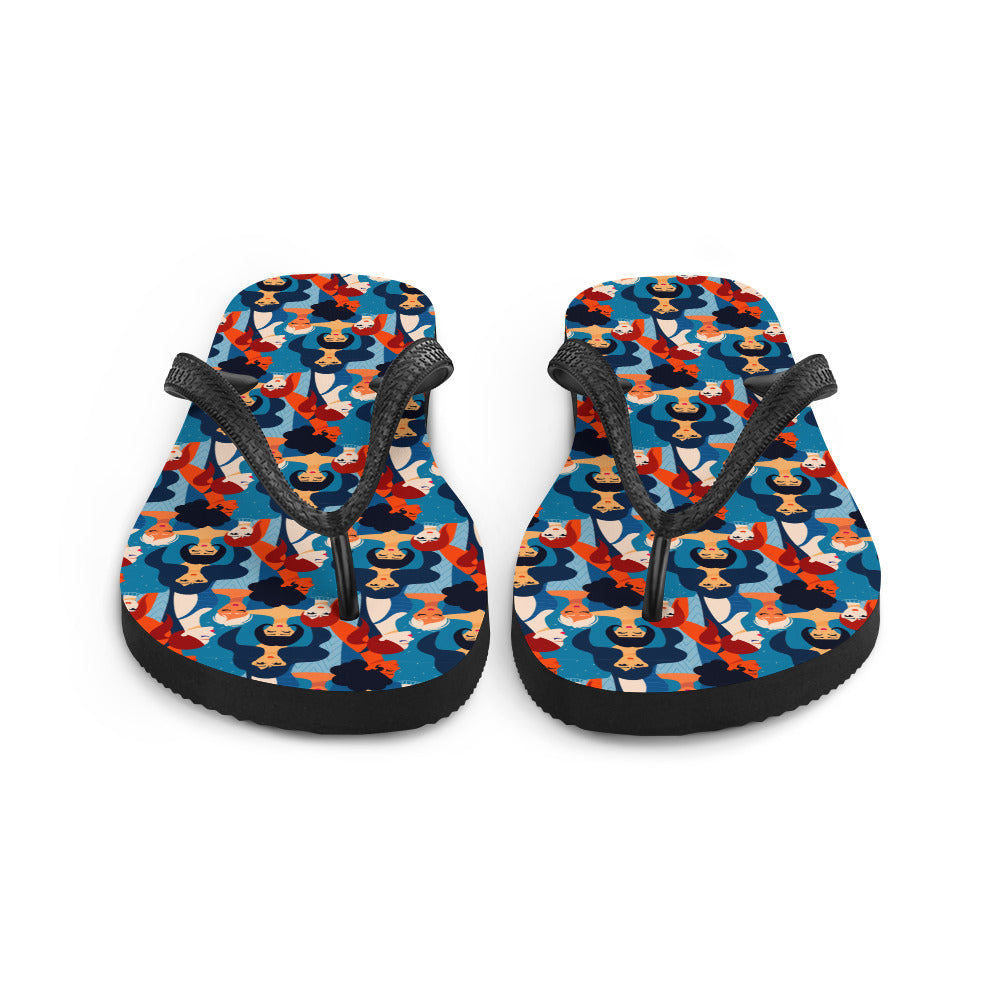 Flip-Flops  with Blue Ladies Print