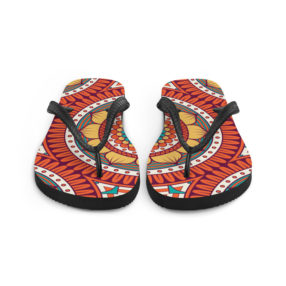 Flip-Flops with Golden Mandala Print