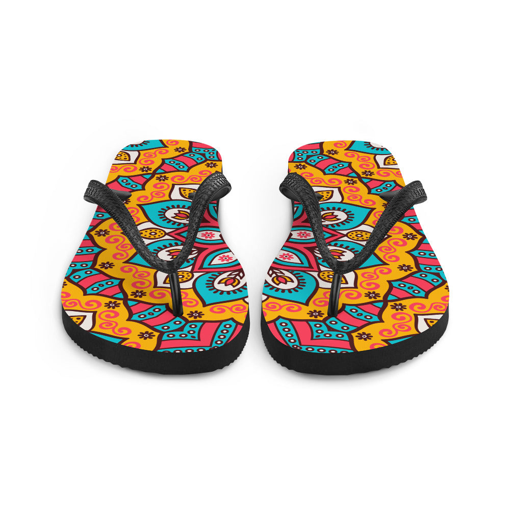 Flip-Flops with Turquoise Mandala Print