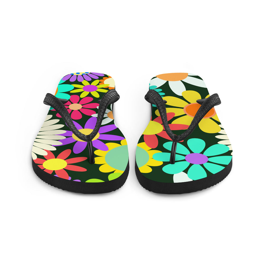 Flip-Flops with Psychedelic Daisy Print