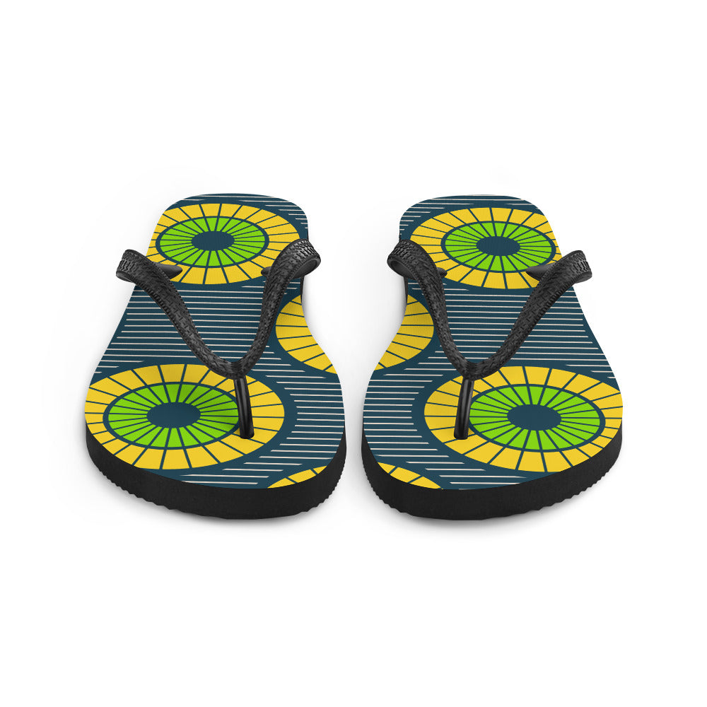 Flip-Flops with Green African Print