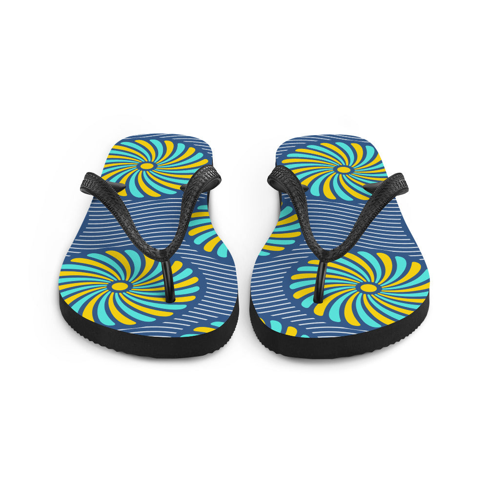 Flip-Flops with Blue African Print