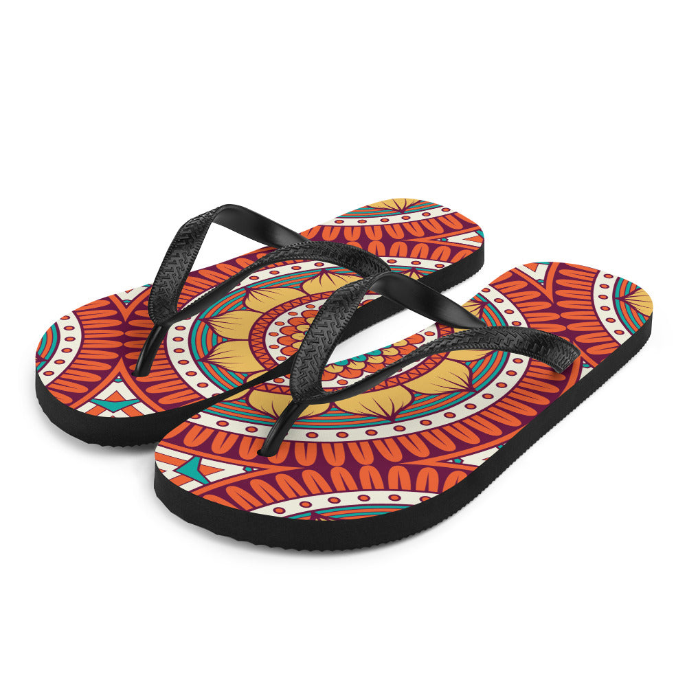 Flip-Flops with Golden Mandala Print