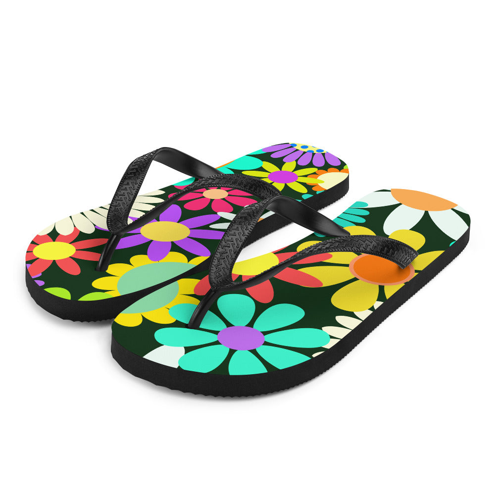 Flip-Flops with Psychedelic Daisy Print