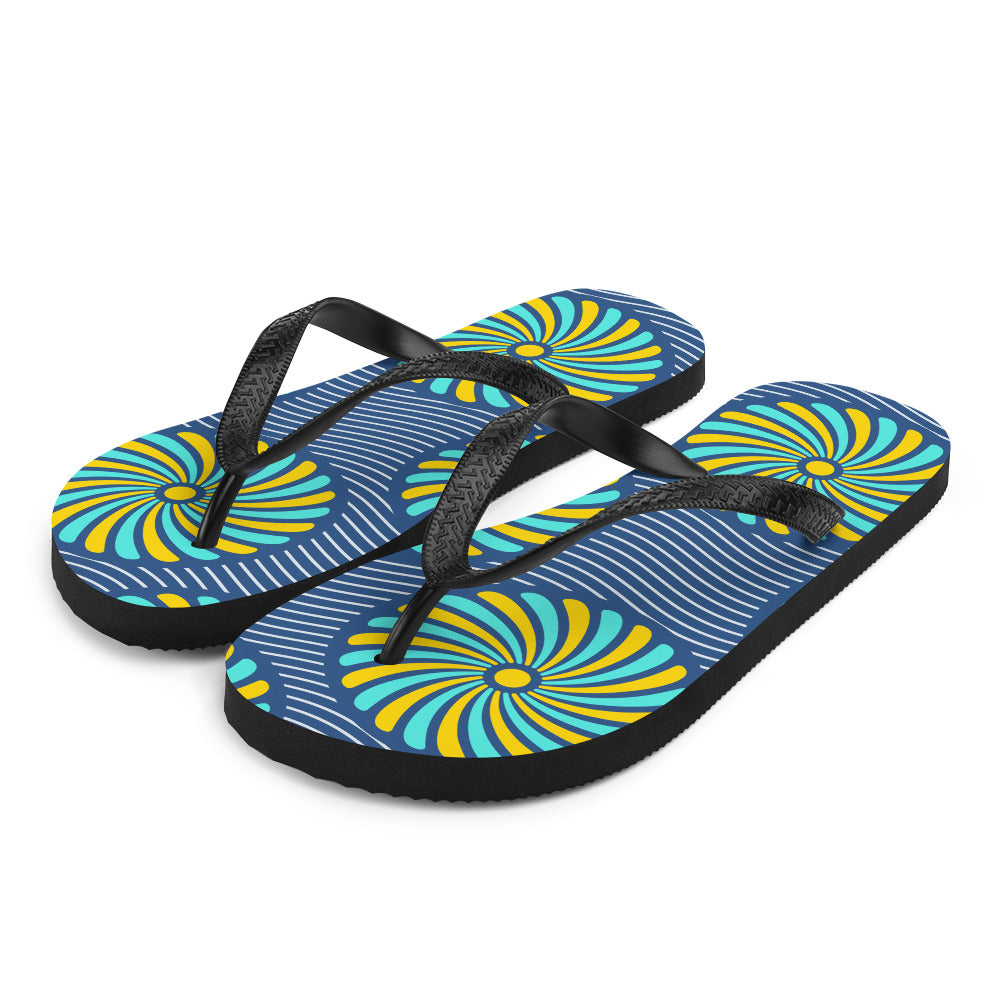 Flip-Flops with Blue African Print