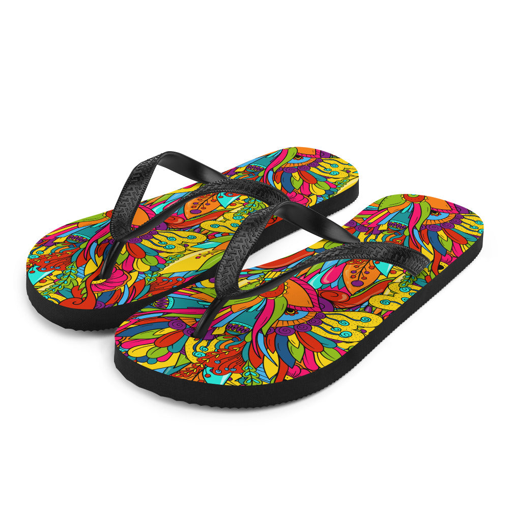 Flip-Flops with Hippie Paisley Print