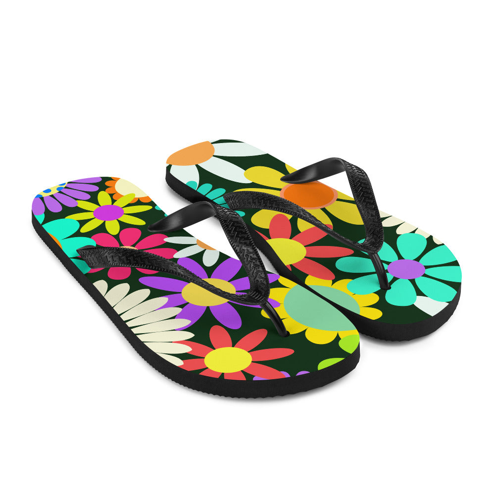 Flip-Flops with Psychedelic Daisy Print