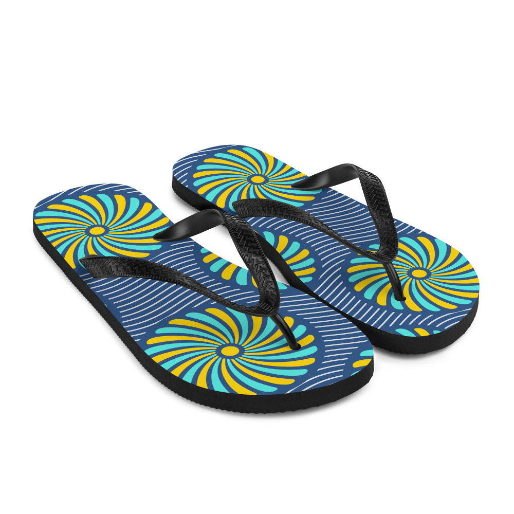 Flip-Flops with Blue African Print