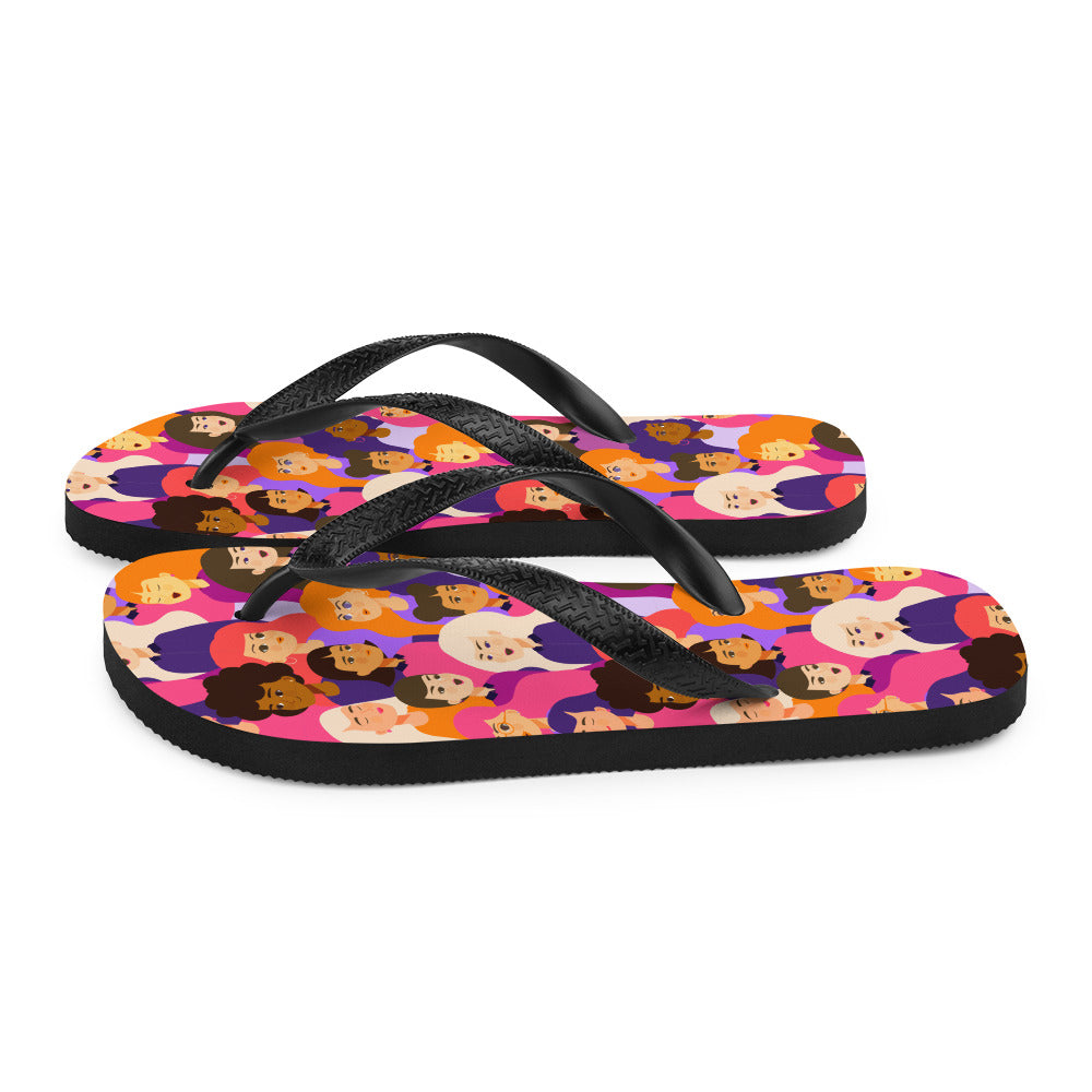 Flip-Flops with Pink Ladies Print