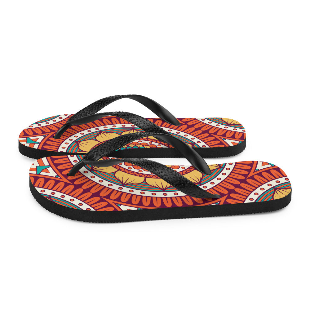 Flip-Flops with Golden Mandala Print