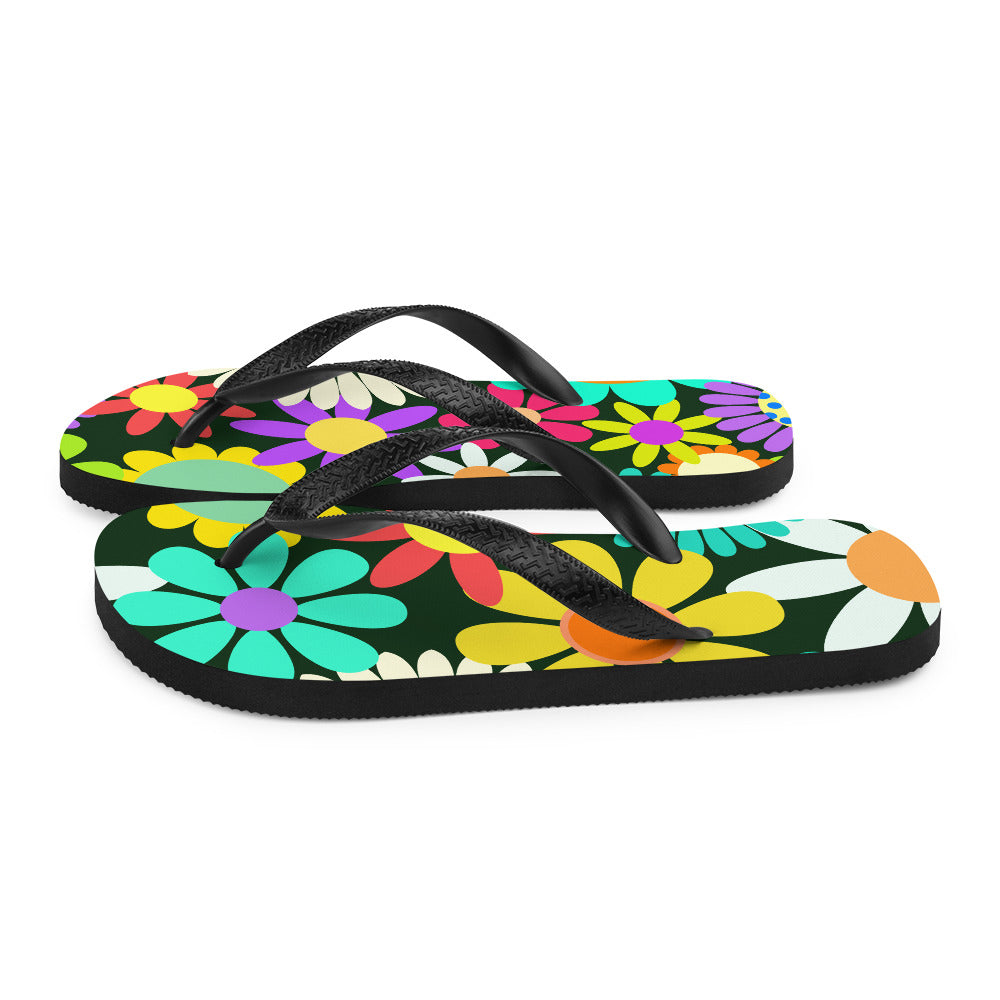 Flip-Flops with Psychedelic Daisy Print