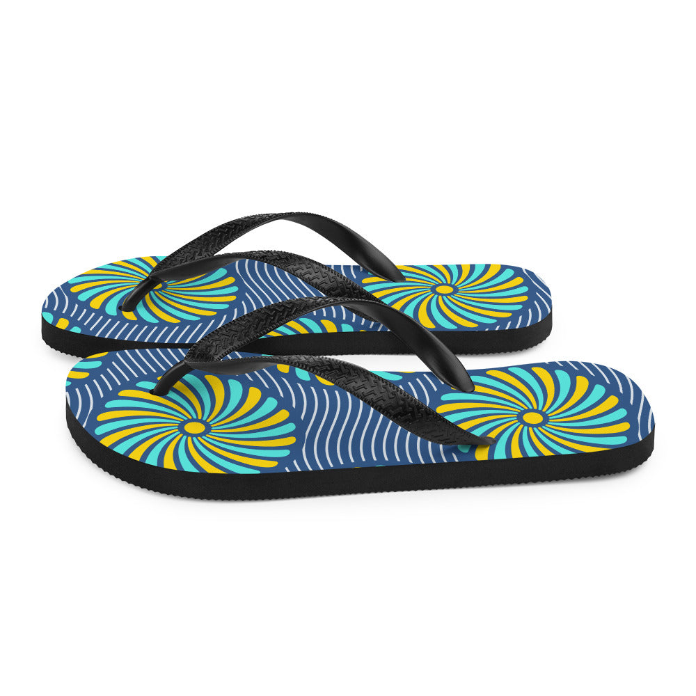 Flip-Flops with Blue African Print